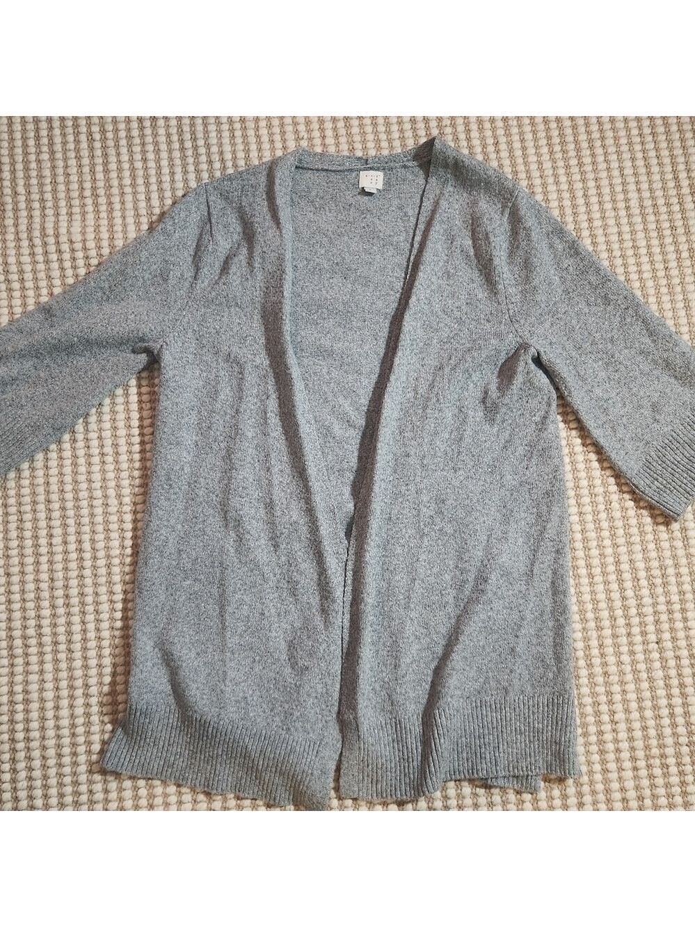a new day Women's Basic Casual Heather Gray Open Front Medium Cardigan